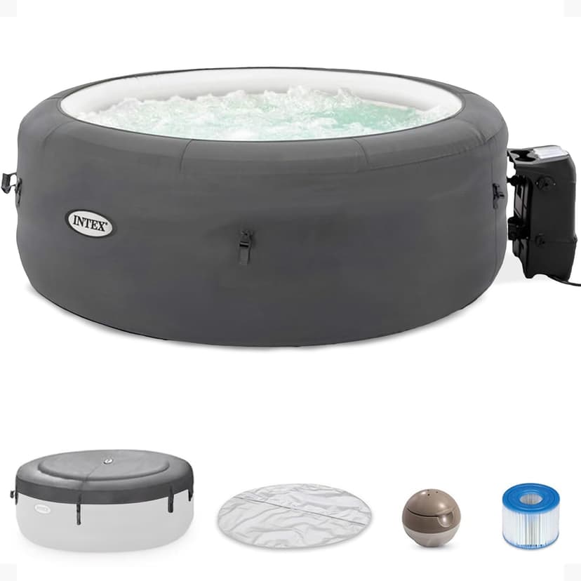 INTEX SimpleSpa Inflatable Hot Tub, 4 Person Jet Massage Spa with Built-in Pump