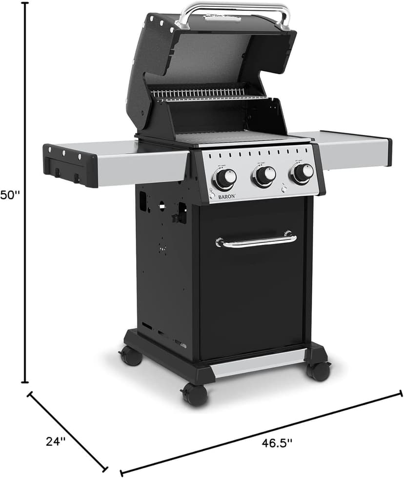Broil King 874214 Baron 320 Pro, Liquid Propane (LP), Stainless Steel, Black