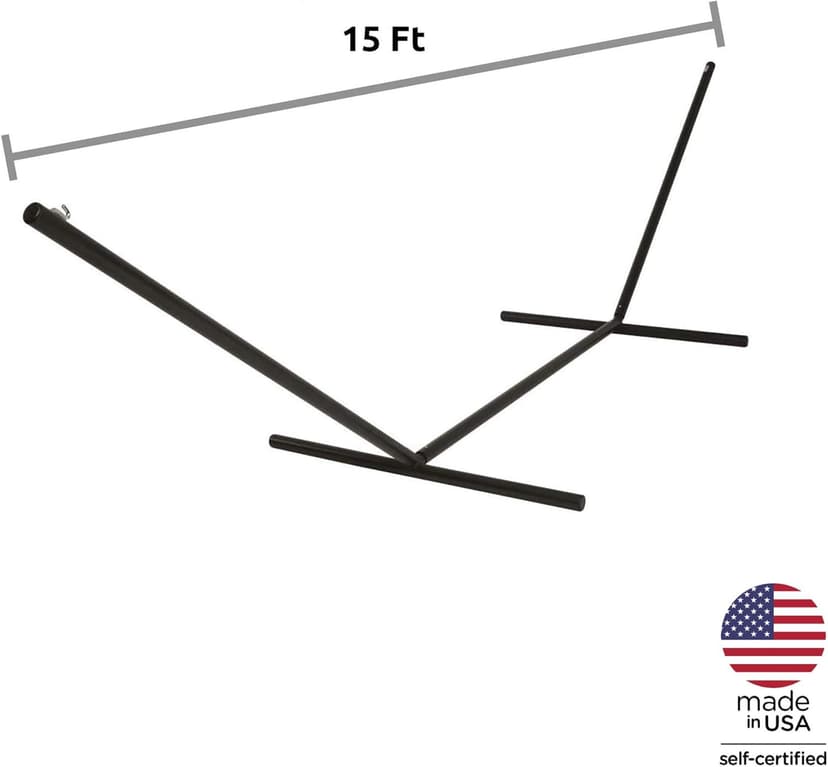 Hatteras Hammocks 15 ft. Tri-Beam Steel Hammock Stand with Right Connection Design and Cape Shield Powder Coating, 600 LB Weight Capacity, Handcrafted in The USA - Black