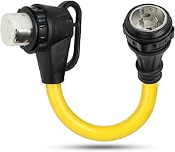 NEMA SS2-50P to SS2-50R RV Adapter, Dogbone Extension Cord Adapter, 50Amp SS2-50 Marine Shore Twist Lock Male Plug to 90-Degree Locking Female Receptacle, for RV Travel Trailer