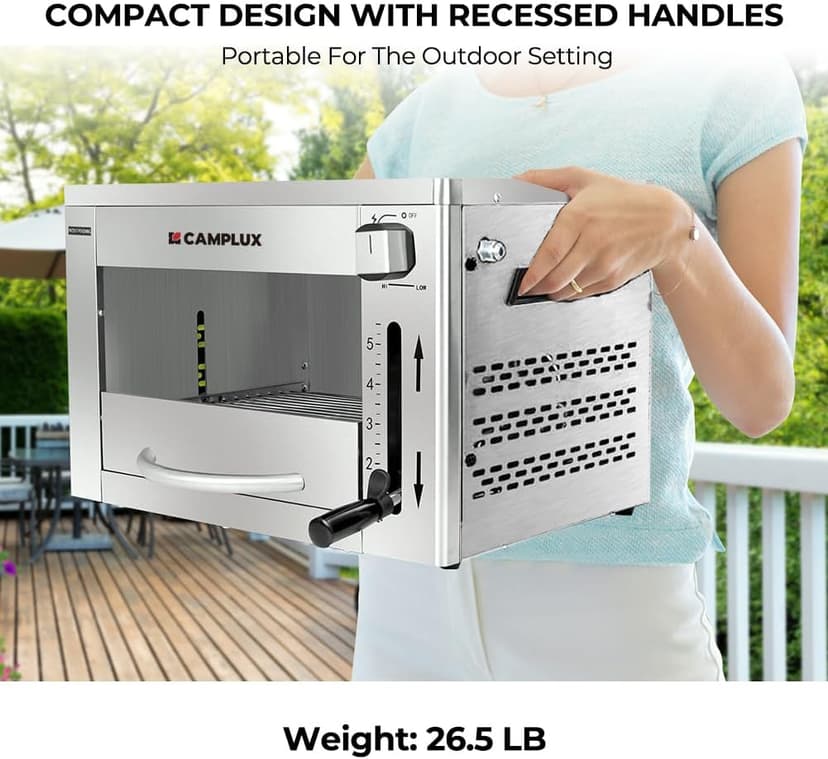 Camplux Propane Infrared Steak Grill,1600℉ Fast Efficient Heating Outdoor Portable Gas Grill with Vertical Cooking,Stainless Steel Single Burner Propane Gas Grill,Perfect for Steak,Ribeyes,Picnic,BBQ