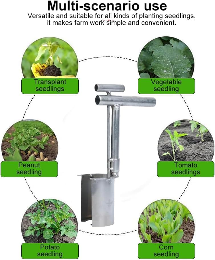 Garden Barrel Transplanter, 2025 New Plant and Fruit Tree Seedling Transplanter, Stainless Bulb Planter Tool for Transplanting, Planting, Hand Seedling Transplanter Garden Digging Tool (1 PCS)
