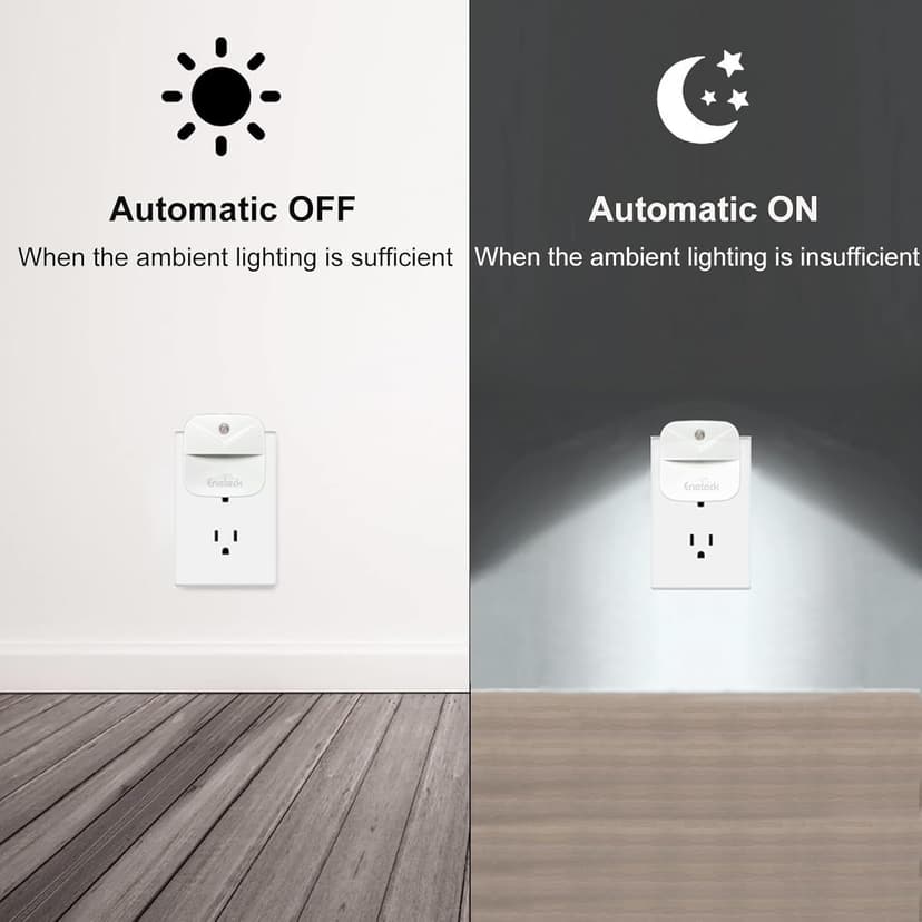 Night Light, LED Night Lights Plug into Wall, Dusk to Dawn Sensing Nightlights, No Glaring Compact Size, Night Light for Kids Navigating in Bathroom, Kitchen, Hallway, 6 Pack, White Light