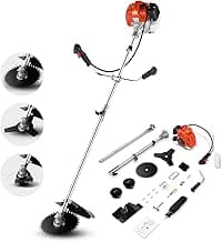 Weed Wacker Brush Cutter, 58CC Gas Powered String Trimmer 4-in-1 Gas Weed Eater with 4 Detachable Heads Straight Shaft 2-Cycle for Brush(Orange)
