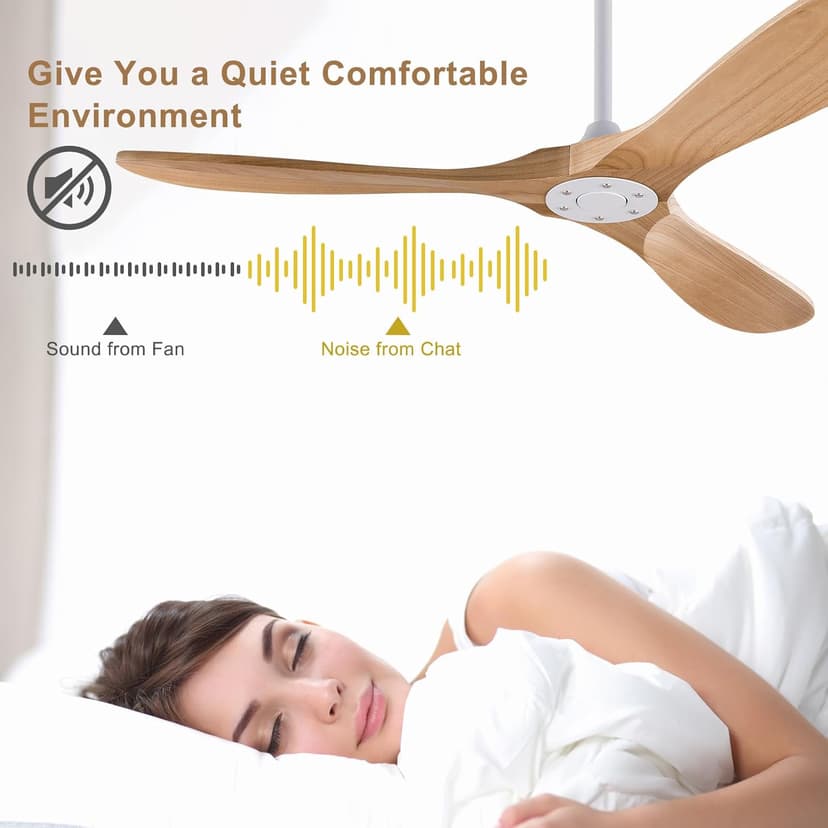 42'' Wood Ceiling Fan without Light, Modern 3 Blades Fans with Remote, Quiet Reversible DC Motor, Indoor Outdoor Energy Saving Ceiling Fan for Bedroom Living Room Patios