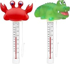 XY-WQ 2 Packs Floating Pool Thermometer, Large Size Easy Read for Water Temperature with String - Indoor and Outdoor Swimming Pools and Spas (Crocodile & Crab 04)