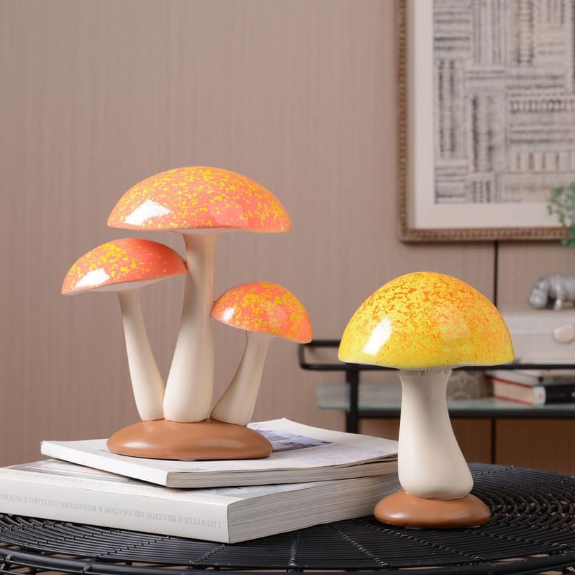SEINHIJO Mushroom Decor Sculpture Garden Gifts Statue Outdoor Fairy Figurine Modern Patio Arts Polyresin 7.9inch