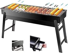 Portable Charcoal Grill, Portable Tabletop BBQ for Outdoor Cooking | Compact Folding Grill for Camping, Hiking, Picnics & Travel | 24”x13”x9” Lightweight Smoky Flavor