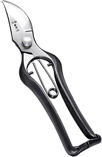 Japanese Pruning Shears for Gardening 8”, Professional Heavy Duty Bypass Pruners, Hand Forged Japanese Carbon Steel Blade, Spring Loaded Handle, Made in Japan