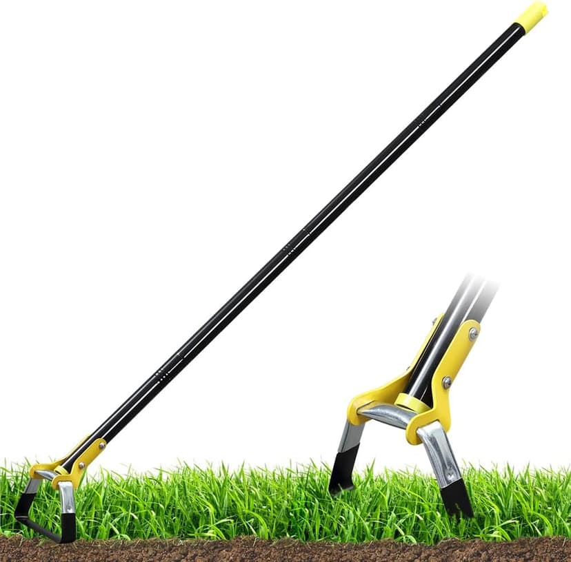 Adjustable Garden Hoe - Heavy-Duty Long Handle Loop Stirrup Hoe for Weeding, Black, 30-61 Inche (30-70 Inch)