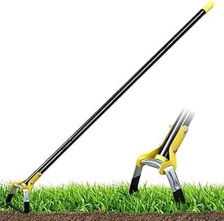 Adjustable Garden Hoe - Heavy-Duty Long Handle Loop Stirrup Hoe for Weeding, Black, 30-61 Inche (30-70 Inch)