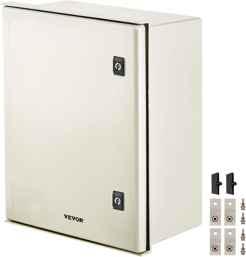 VEVOR Fiberglass Enclosure 19.7 x 15.7 x7.9 Electrical Enclosure Box NEMA 3X Electronic Equipment Enclosure Box IP65 Weatherproof Wall-Mounted Electrical Enclosure with Hinges & Quarter-Turn Latches
