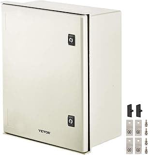 VEVOR Fiberglass Enclosure 19.7 x 15.7 x7.9 Electrical Enclosure Box NEMA 3X Electronic Equipment Enclosure Box IP65 Weatherproof Wall-Mounted Electrical Enclosure with Hinges & Quarter-Turn Latches
