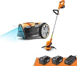 LawnMaster OcuMow™ Robot Lawn Mower with Cordless 24V MAX 10” Grass Trimmer Combo Kit Perimeter Wire Free for Small Yards 2000-4000 Square Feet Optical Navigation Automatic Obstacle Avoidance Spot Cut