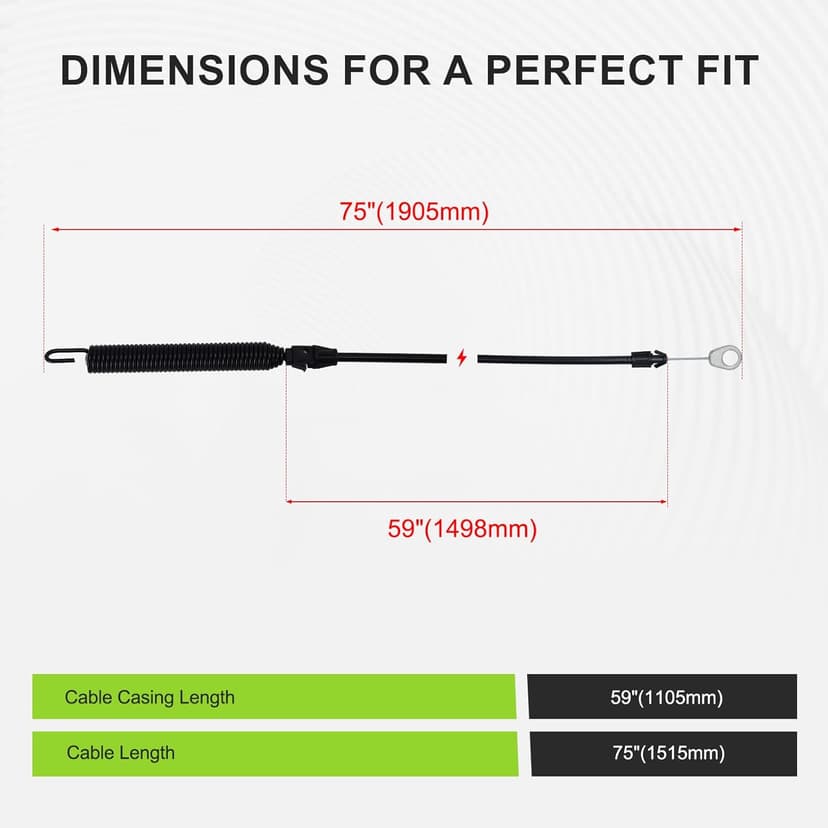 532435111 435111 Deck Engagement Clutch Cable for Craftsman YT3000 YS4500 YT4000 YTS4000 YTS3000 DYS4500 DY4500 Husqvar Poulan Ariens Lawn Mowers Replaces 532197257 532408714 435111