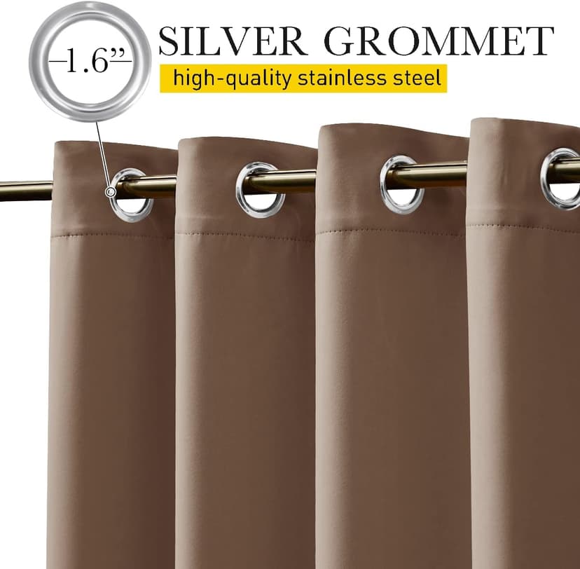 NICETOWN 2 Panels Weighted Blackout Curtains Patio Waterproof Outdoor Curtains, Thermal Insulated Top & Bottom Grommet & Back Tab Wind-Break Drapes Privacy for Pergola, W52 by L84, Tan-Khaki