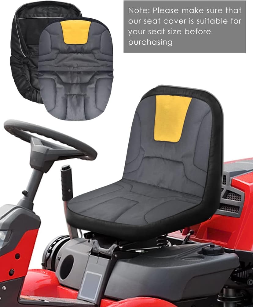 PACETAP Riding Lawn Mower Seat Cover, Heavy Duty 600D Oxford Waterproof Seat Cover with Padding, Durable Tractor Seat Cover Fits Kubota, for Cub Cadet, for Ford, for Mahindra, for Husqvarna (Medium)