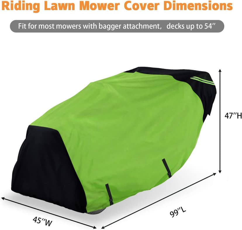 Riding Lawn Mower Cover with Bagger Attachment,Waterproof Heavy Duty Fits Up to 54”Mower Decks,600D Polyester Oxford UV and Water Resistant,Windproof Buckle Strapping Designed
