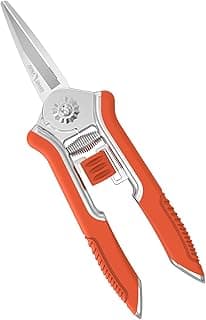 FLORA GUARD Pruning Shears with Zinc Alloy Handle, 6.5 Inch Garden Shears with Thicker Steel Blade, Comfort Rubber Grip, Safety Lock, Heavy-Duty Hand Pruner for Plants in Grow Tents and Hydroponics