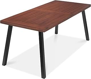 Best Choice Products 6-Person Indoor Outdoor Acacia Wood Dining Table, Picnic Table w/Powder-Coated Steel, 350 Pound Capacity Legs - Walnut Brown