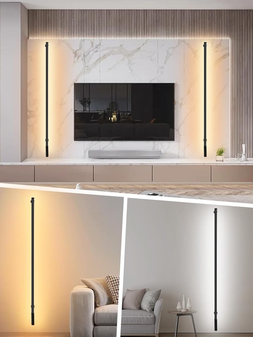 Upgrade Plug in Wall Sconces, 58.2Inch Extra-Long Corner Wall Lights for Living Room, Corner Light with Remote Control, Minimalist Slim Plug in Sconce, 12W Wall Lamps for Living Room Bedroom (1 Pack)