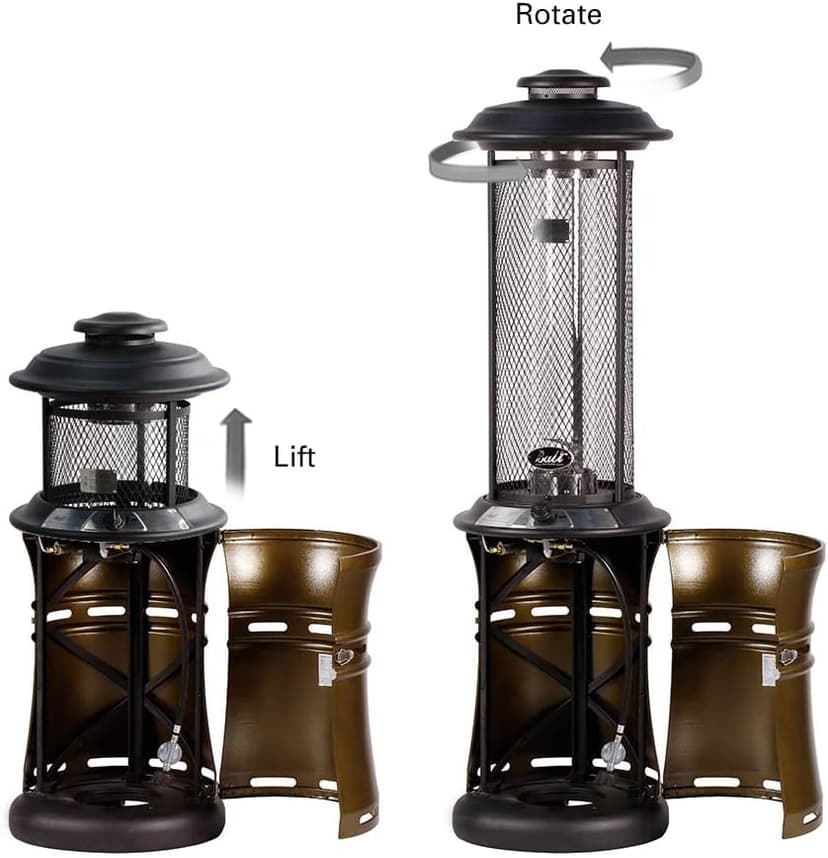 BALI OUTDOORS Gas Patio Heater - Floor-Standing Outdoor Commercial Heater, Round Dancing Flame, Wheels, Glass Tube, Suitable For Balcony, Veranda, BBQ Party