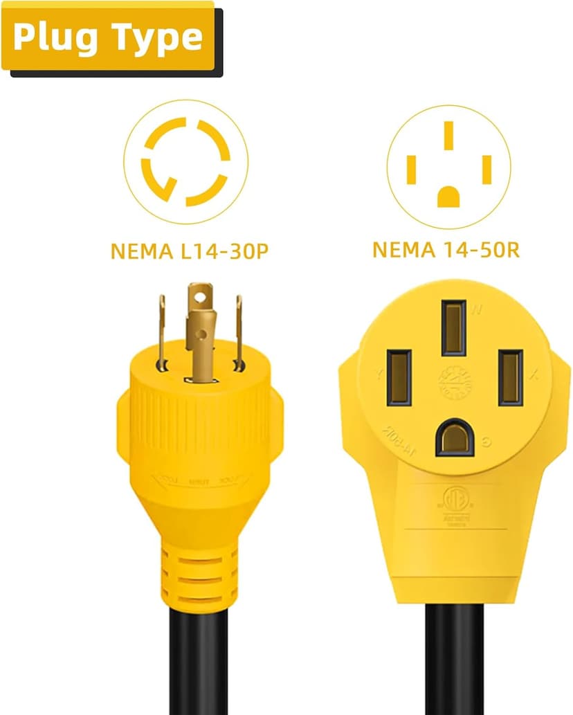 50 to 30 Amp RV Adapter,1.8FT 4 Prong 30 Amp to 50 Amp RV/EV Adapter Cord, L14-30P Locking Male Plug to 14-50R Female