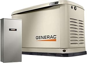 Generac Guardian 10kW Home Standby Generator with 100 Amp Transfer Switch, Durable All Aluminum, WiFi Enabled with G-Force Engine, Easy to Use, Whole House Power Backup, Smart Outage Solution - Bisque