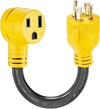 NEMA L14-30P to 6-50R Welder Adapter Plug Cord 1.5 FT, 4 Prong 30 Amp Twist-Lock Generator Male to 3 Prong 50 Amp Welder Female Cord, 10 AWG, Heavy Duty, ETL Listed
