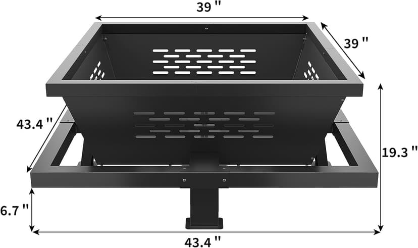 43" Large fire Pit, Square Outdoor Fire Pit with Pocker, Hight Quality Wood Burning Fire Pit for Camping, Backyard, Patio