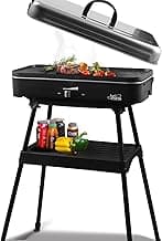 Upgrade Version - Artestia 1800W Electric Outdoor Grill with Lid Indoor Smokeless BBQ Grills with Temperature Control Portable Removable Stand Grill for Cooking, BBQ Party, Family