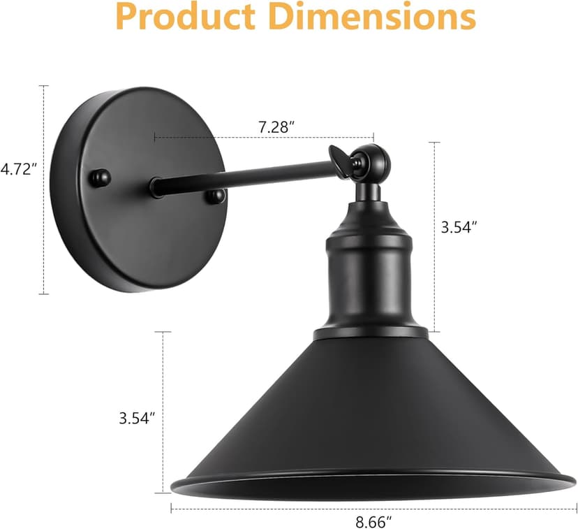 Vintage Black Wireless Battery Operated Wall Sconces, Cordless LED Wall Lights Set of 2 with Remote Control, for Bedroom, Farmhouse, Gallery - Easy Setup, Adjustable Brightness, Long-Lasting Battery