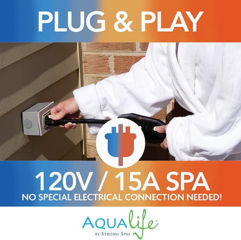 Aqualife Current Outdoor Hot Tub, Free Extras, Fits 4-Adults, Plug and Play Spa, Free Cover Included, Made in USA