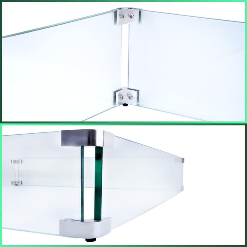 Fire Pit Wind Guard, 17.5 Square Fire Pit Glass Wind Guard Made of Clear Tempered Glass, Set with Assembly Instructions, Screwdriver, Easy to Install