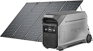 EF ECOFLOW Power Station 4096Wh DELTA Pro 3 with 4X125W Solar Panels, 25% High-Efficiency, 4000W Portable Power Station, AC + Solar Fast Dual Charging For Camping RV