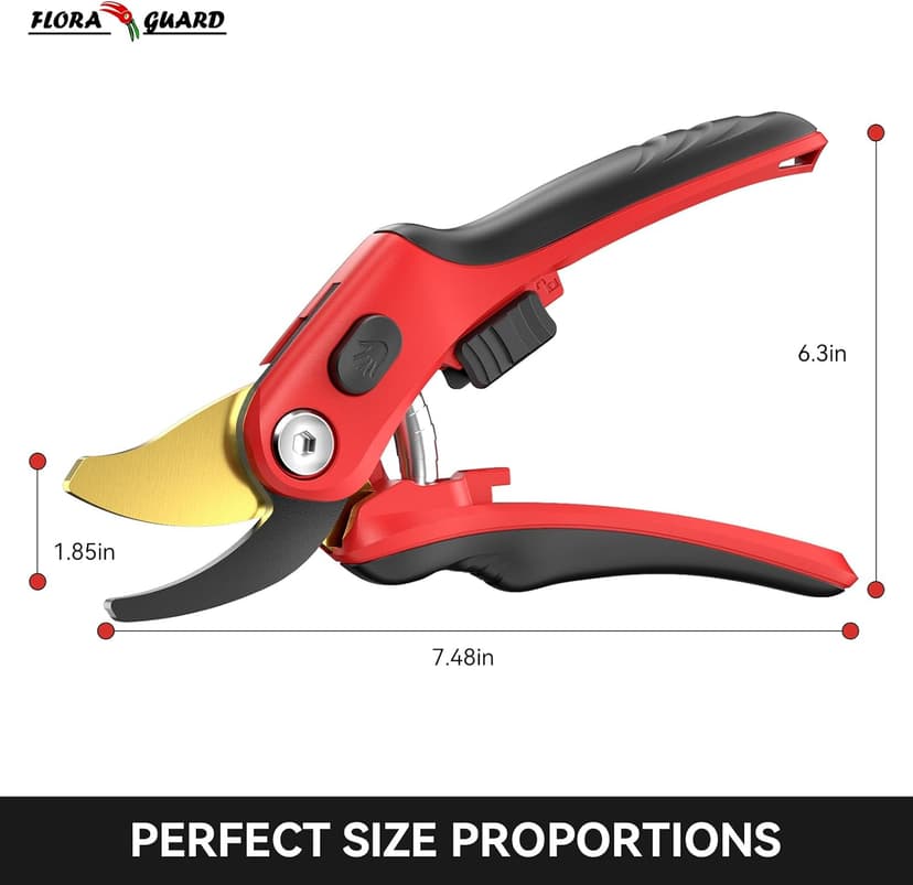 FLORA GUARD Bypass Pruning Shears, Garden Shears Heavy DutyTree Trimmers & Garden Clippers with Ergonomic Handle, Ideal Hand Pruners for Gardening, Shrubs & Branch Cutting.（HC202）