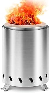 Table Top Firepit 6 Inch - Tabletop Fire Pit Camping Stove 304 Stainless Steel Pellet Patio Heater Portable Smokeless Fire Pit 6"x6.89" Silver