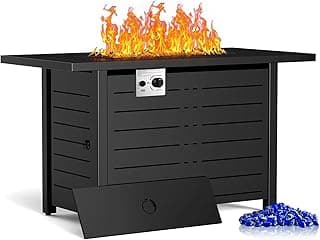 ZAFRO 43Inch 2-in-1 Fire Pit Table & Firepit - Adjustable Flame Height, 50,000 BTU Smokeless & Windproof Design, CSA Certified Durable Metal Frame, Eco-Friendly Propane Heater for Garden/Patio