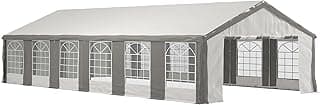 Outsunny 20' x 40' Heavy Duty Party Tent & Carport with Removable Sidewalls and Double Doors, Large Canopy Tent, Sun Shade Shelter, for Parties, Wedding, Outdoor Events, BBQ, White and Gray