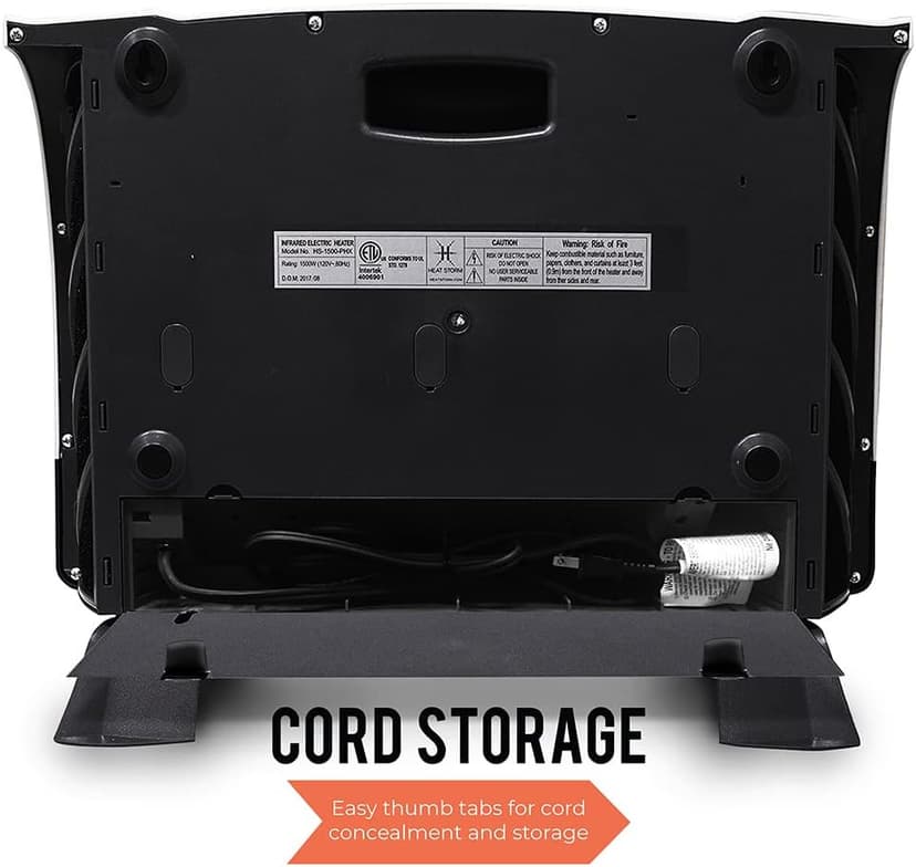 Heat Storm Phoenix HS-1500-PHX, Infrared Space Heater with Attachable Feet, Remote Control, Energy Efficient-750-1500 Watts, Gray Floor or Wall