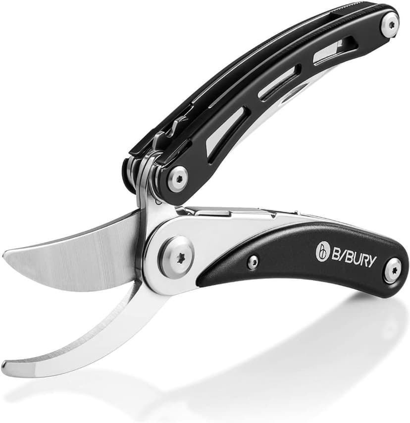 BIBURY Gardening Hand Pruners, 5 in 1 Multitools Folding Scissors 420 Stainless Steel Pruning Shears Bonsai Cutters for Tree Trimmers Secateurs,Garden Scissors,Garden Shears,Clippers for The Garden