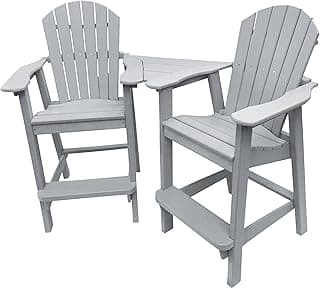 Phat Tommy Recycled Poly Resin Balcony Chair Settee | Durable and Eco-Friendly Adirondack Armchair and Removable Side Table | This Patio Furniture is Great for Your Lawn, Garden, Swimming Pool, Deck.
