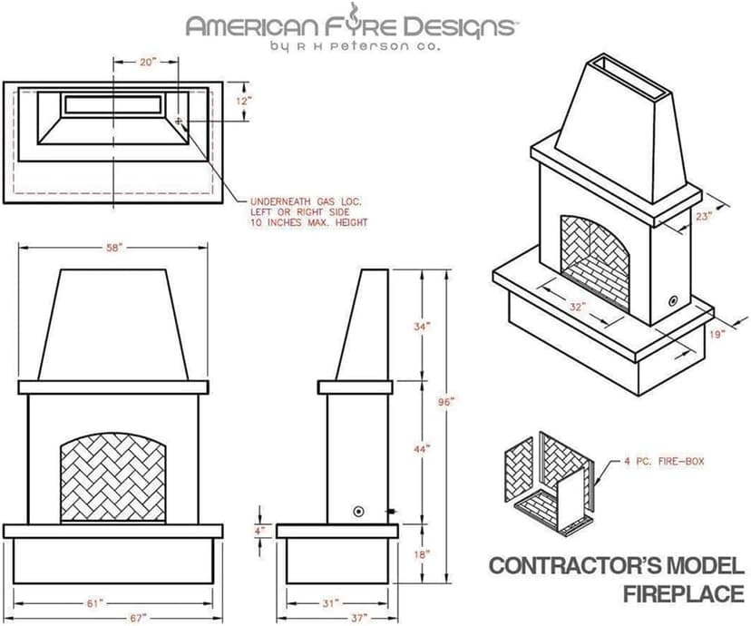 Contractor's Model Outdoor Fireplace | American Fyre Designs (Vented)