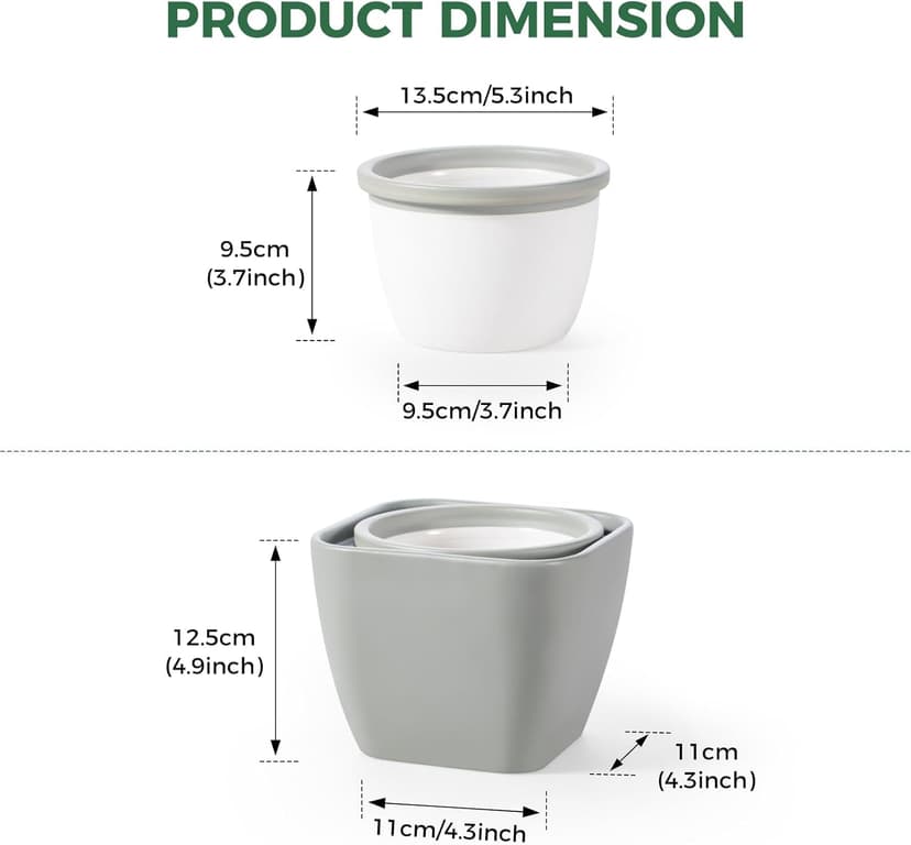 African Violet Pot Self Watering Ceramic Planter Pots, Easy Self Watering Planter for Busy Plant Lovers, Automatically Absorb Appropriate Amount of Water - Plants Not Included