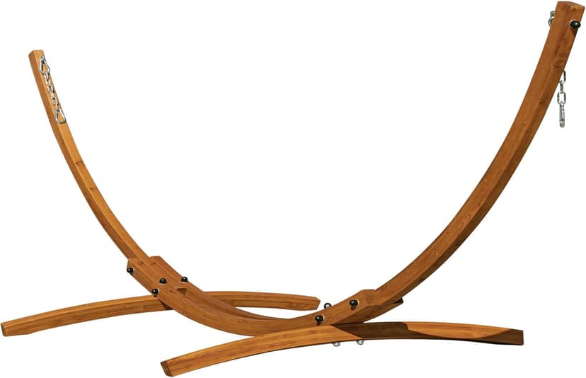 Lazy Daze Hammocks 10.5 FT Outdoor Arc Wood Hammock Stand, 2 Person Russian Pine Hardwood Hammock Stand with Carabiners and Chains, for Outdoor Patio Garden Poolside, 300lb Capacity,Brown