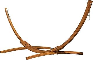 Lazy Daze Hammocks 10.5 FT Outdoor Arc Wood Hammock Stand, 2 Person Russian Pine Hardwood Hammock Stand with Carabiners and Chains, for Outdoor Patio Garden Poolside, 300lb Capacity,Brown