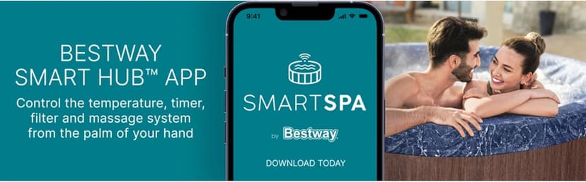 Bestway SaluSpa Toronto Smart AirJet Plus Hot Tub with App Control, 7 Person Capacity, Pool Cover, Spa Pump, 5 Pillows, and Repair Patch, Brown