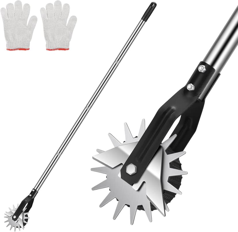 BlumWay 67 Inch Rotary Wheel Edge Trimmer, Rotary Shears, Manual Sidewalk Edgers, Length 23.6" to 67", Heavy Duty Stainless Steel Handle with Sharp Blades/Gloves
