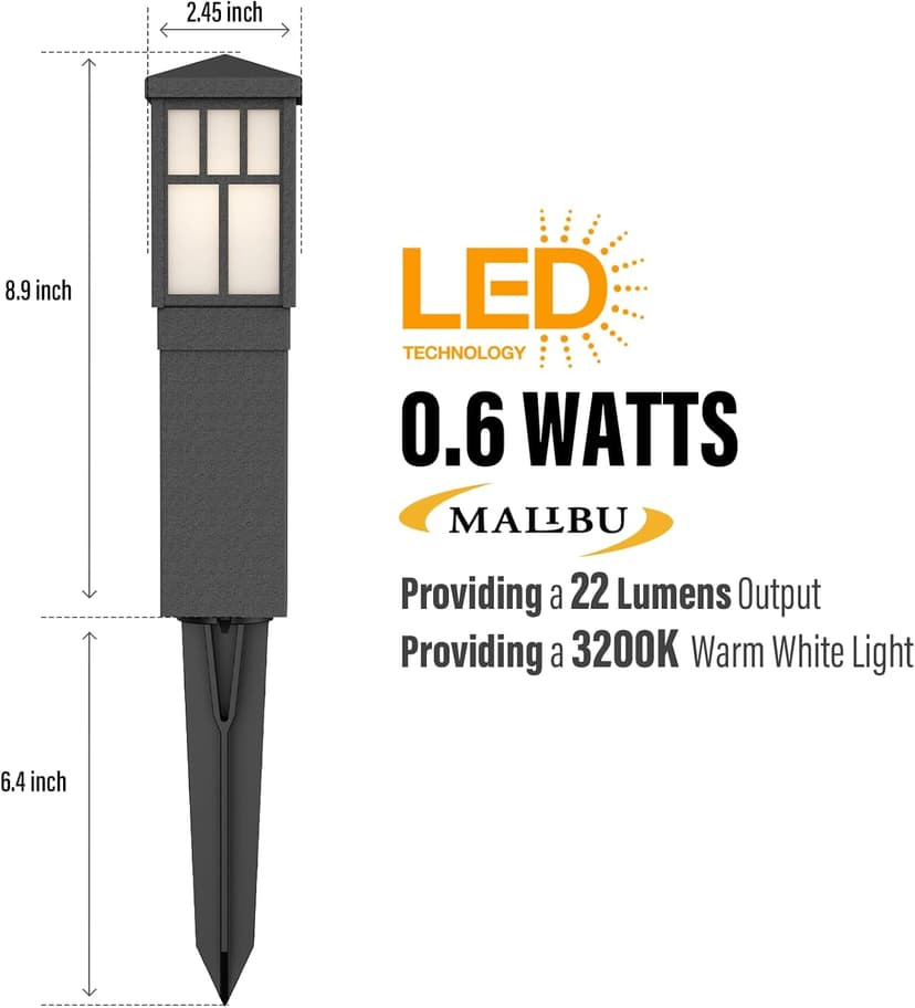 Malibu C Outdoor Pathway Light LED Low Voltage Landscape Lighting Mission Collection Bollard Path Lights Decoration Garden Light 8419-4321-01