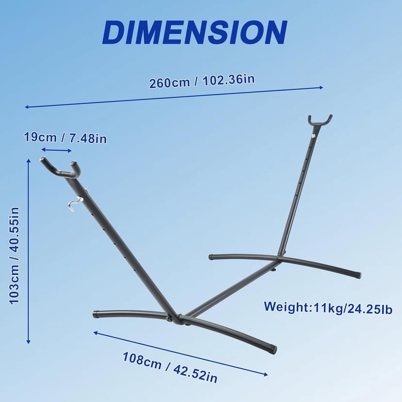 Hammock Stand Adjustable, Portable Hammock Stand Heavy-Duty Anti-Slip, 440-Pound Capacity for Garden Patio Men Backyard Women Children, Black